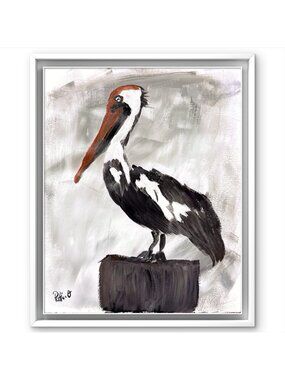 Pelican Original Painting Acrylic Wall Art 11x14 Coastal Bird Decor Dockside Pel